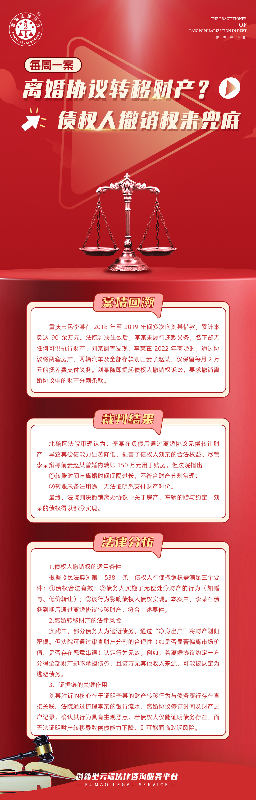 富貓法務：離婚協(xié)議轉(zhuǎn)移財產(chǎn)？債權(quán)人撤銷權(quán)來兜底